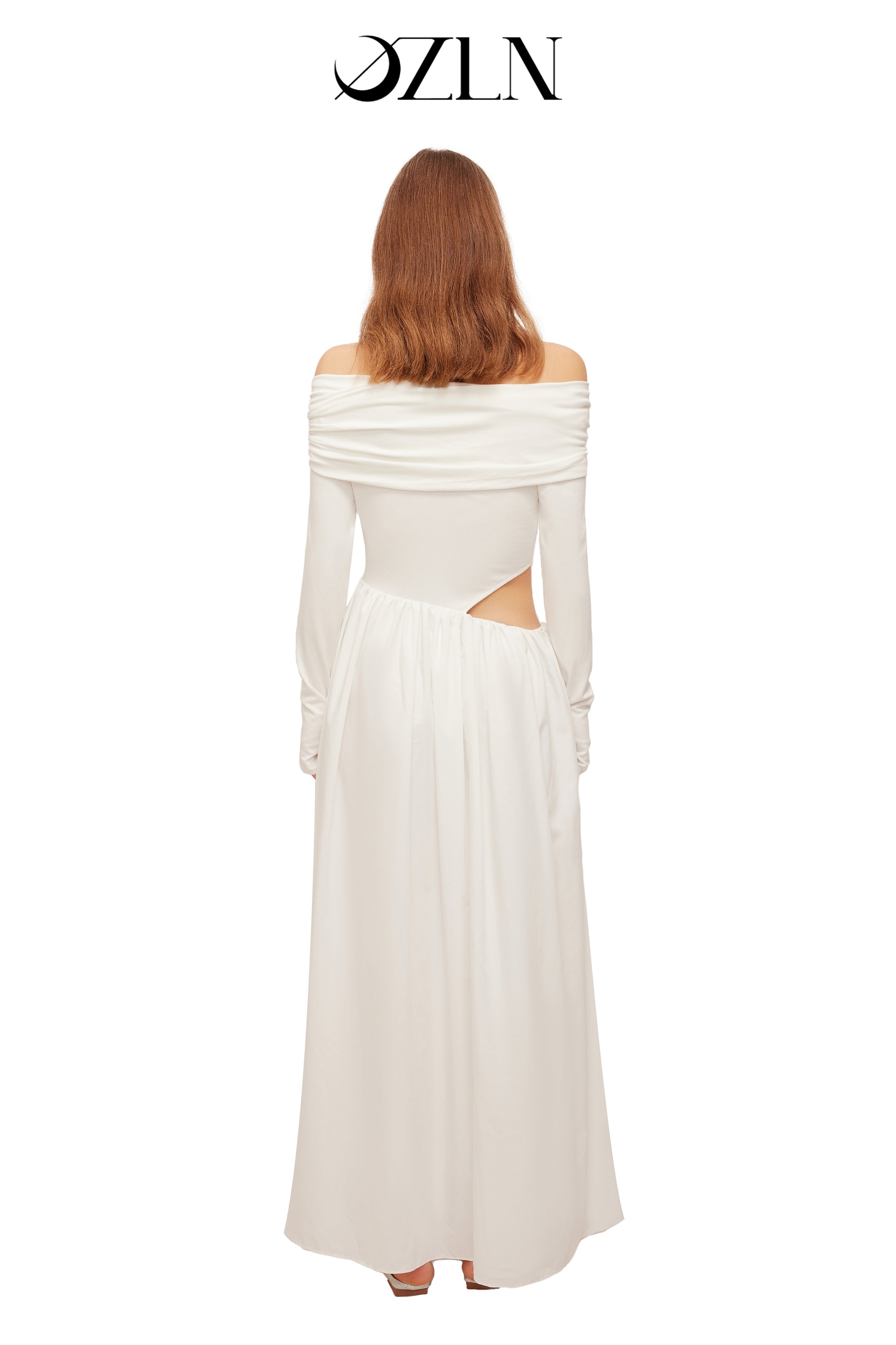 OZLN Slant Off Shoulder Maxi Dress (WHITE) – OZLANA CANADA