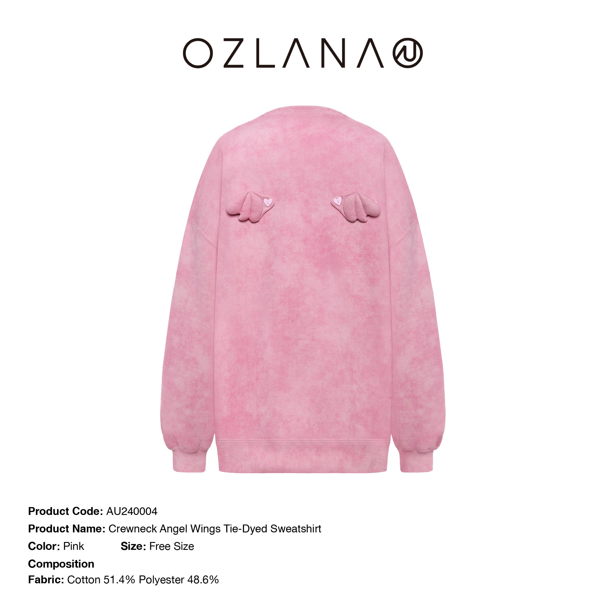 Crewneck Angel Wings Tie-Dyed Sweatshirt (Pink) – OZLANA CANADA