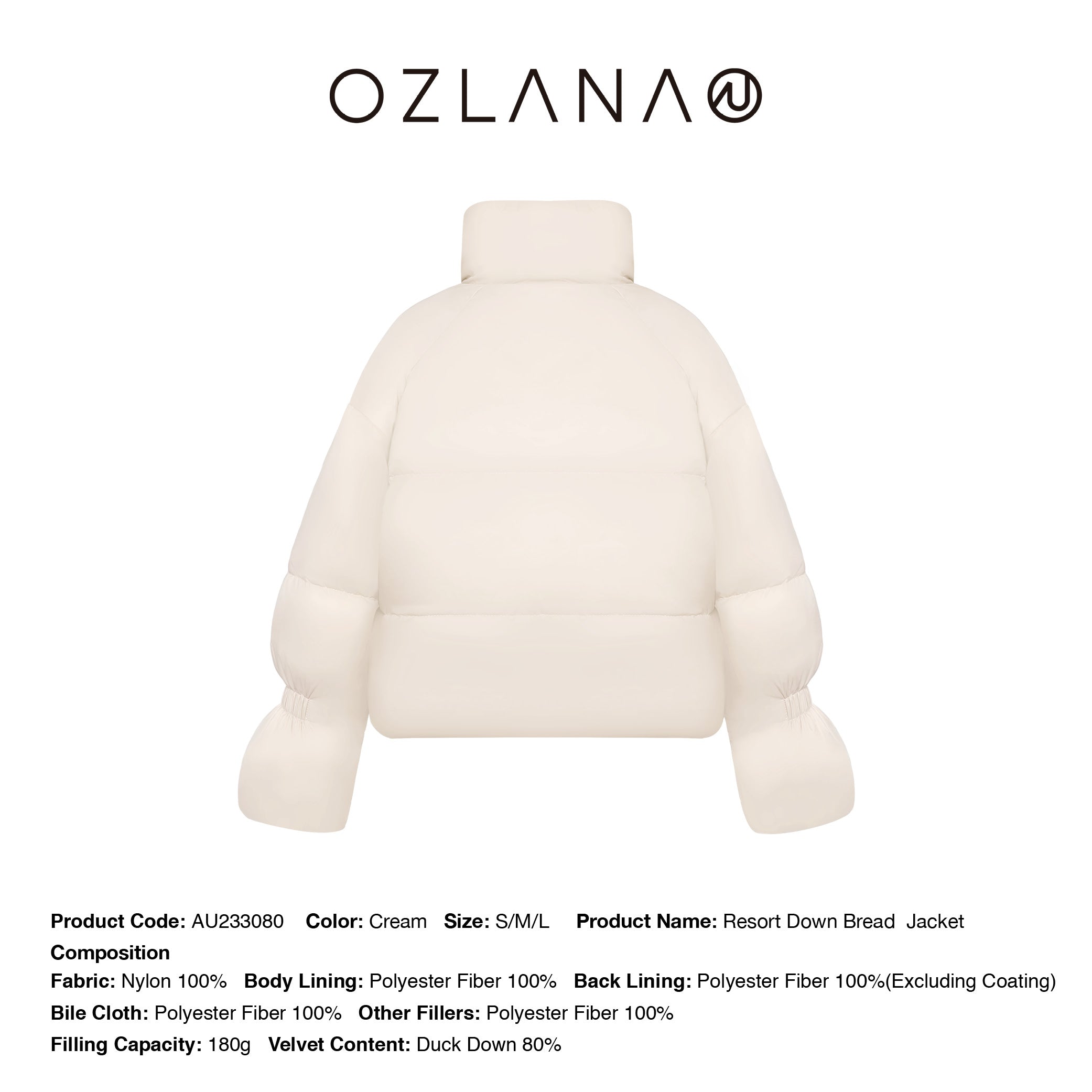 Resort Down Bread Jacket CREAM OZLANA CANADA