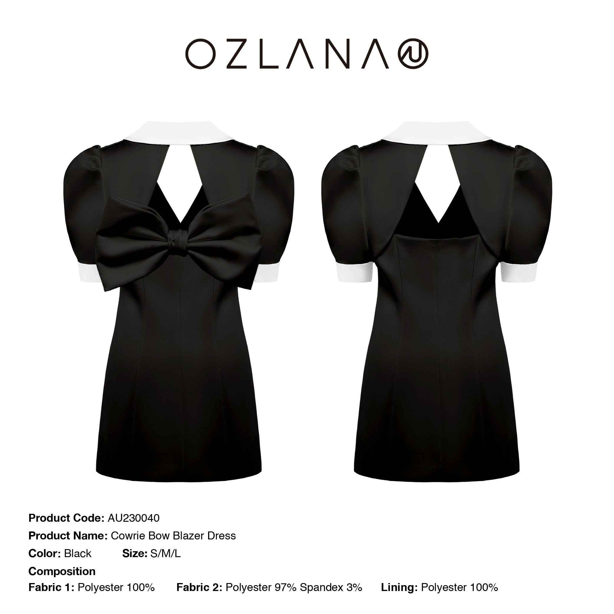 Cowrie Bow Blazer Dress（Black） – OZLANA CANADA
