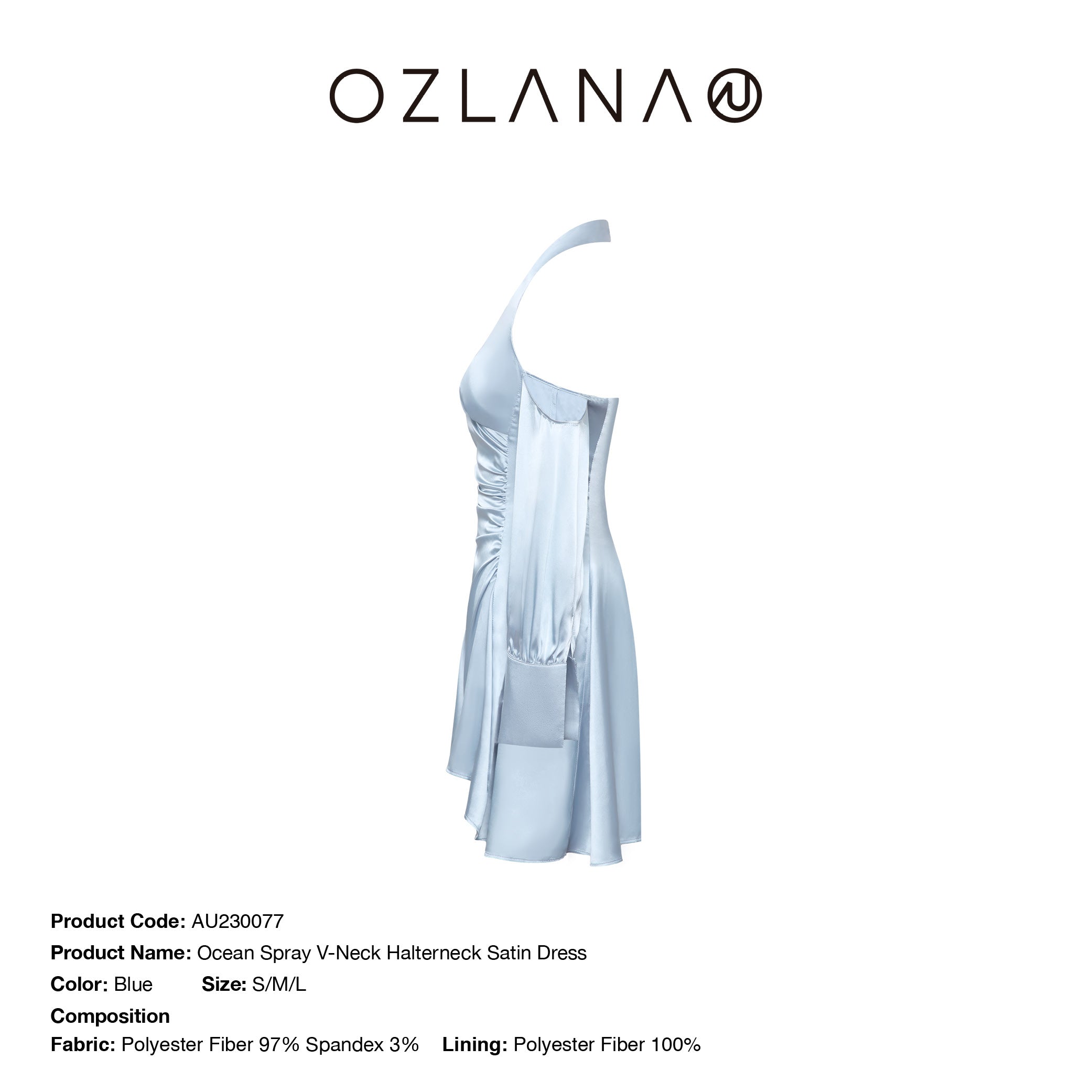 Ocean Spray V-Neck Halterneck Satin Dress – OZLANA CANADA